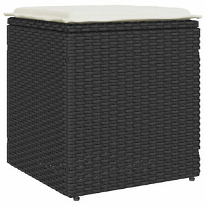 Gartenhocker mit Kissen, 2er Set, Schwarz
