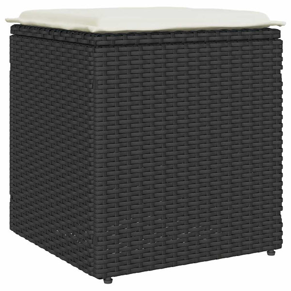 Gartenhocker mit Kissen, 2er Set, Schwarz
