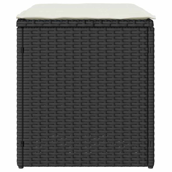 Gartenhocker mit Kissen, 2er Set, Schwarz