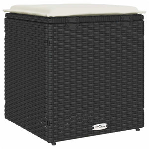 Gartenhocker mit Kissen, 2er Set, Schwarz