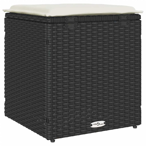 Gartenhocker mit Kissen, 2er Set, Schwarz
