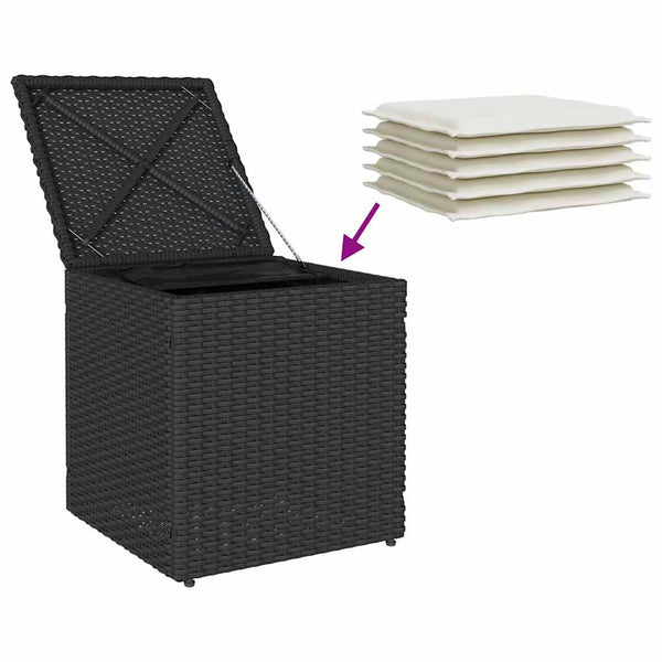 Gartenhocker mit Kissen, 2er Set, Schwarz