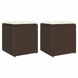 Gartenhocker mit Kissen, 2er Set, Braun