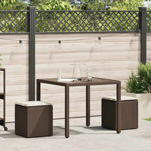 Gartenhocker mit Kissen, 2er Set, Braun