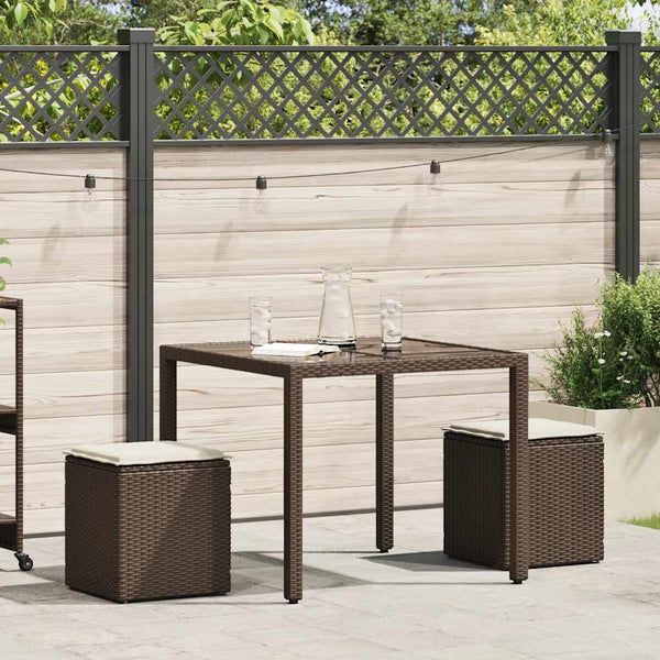 Gartenhocker mit Kissen, 2er Set, Braun