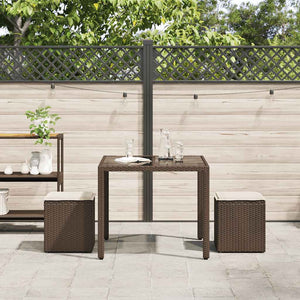 Gartenhocker mit Kissen, 2er Set, Braun