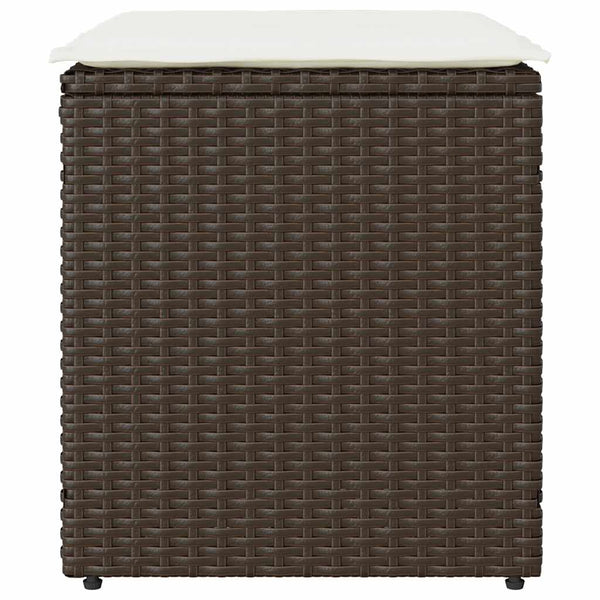 Gartenhocker mit Kissen, 2er Set, Braun