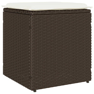 Gartenhocker mit Kissen, 2er Set, Braun