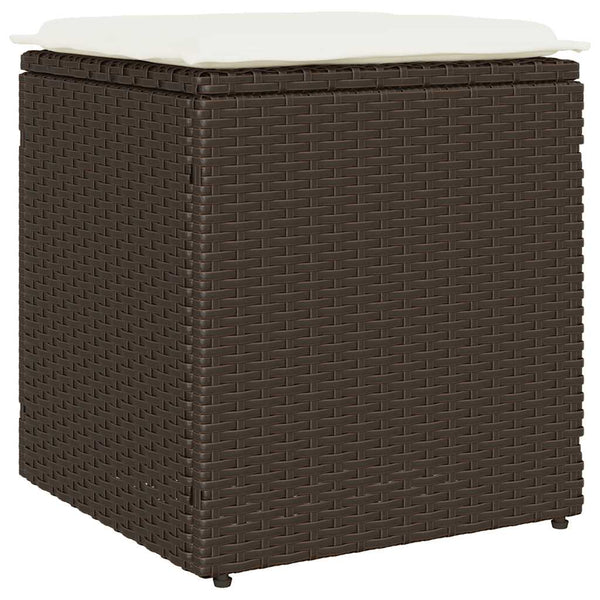 Gartenhocker mit Kissen, 2er Set, Braun