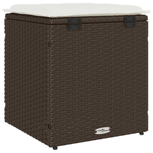 Gartenhocker mit Kissen, 2er Set, Braun