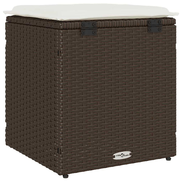 Gartenhocker mit Kissen, 2er Set, Braun