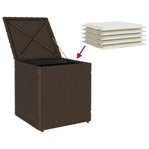 Gartenhocker mit Kissen, 2er Set, Braun