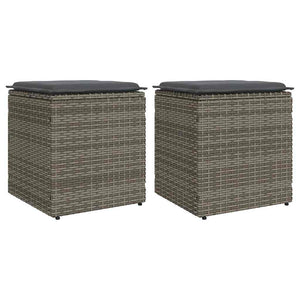 Gartenhocker mit Kissen 2er Set Grau