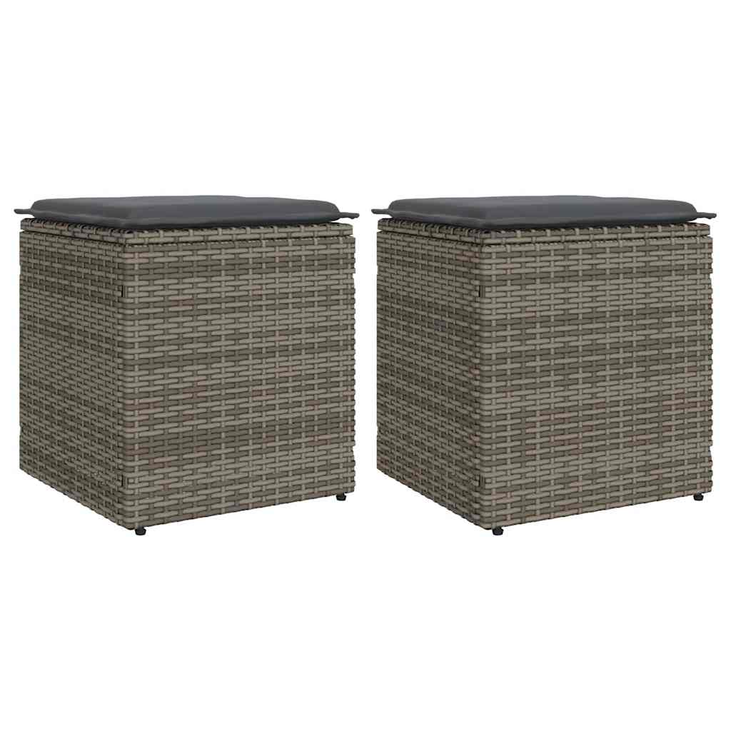 Gartenhocker mit Kissen 2er Set Grau