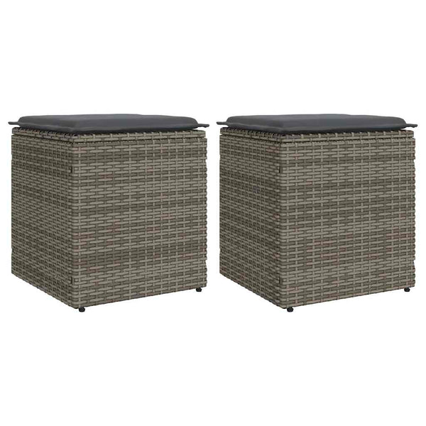 Gartenhocker mit Kissen 2er Set Grau