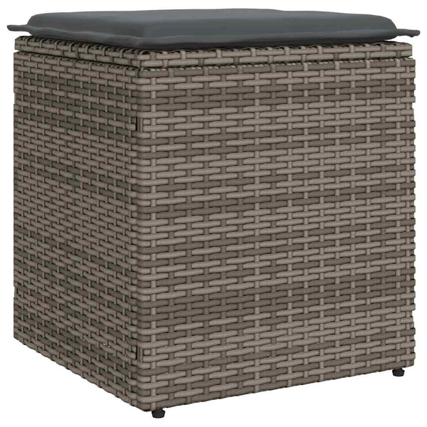 Gartenhocker mit Kissen 2er Set Grau