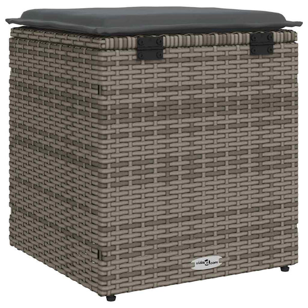 Gartenhocker mit Kissen 2er Set Grau