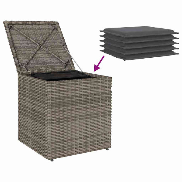 Gartenhocker mit Kissen 2er Set Grau