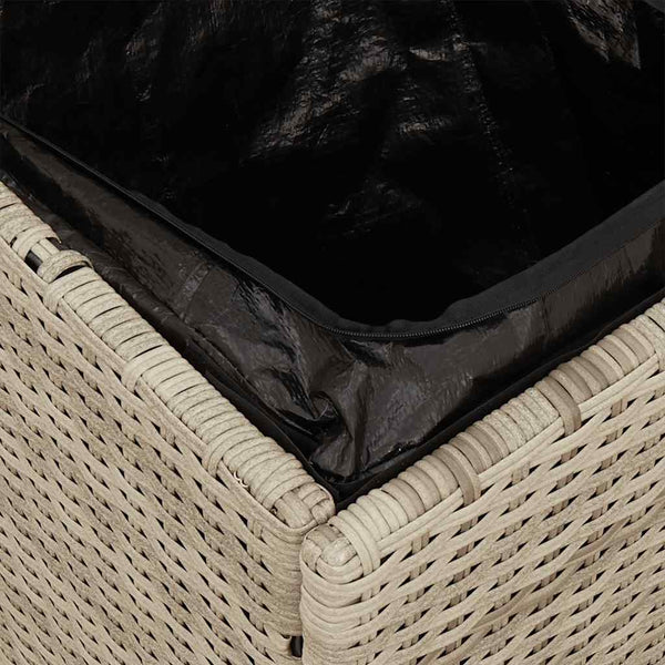 Gartenhocker mit Kissen, 2er Set, Hellgrau