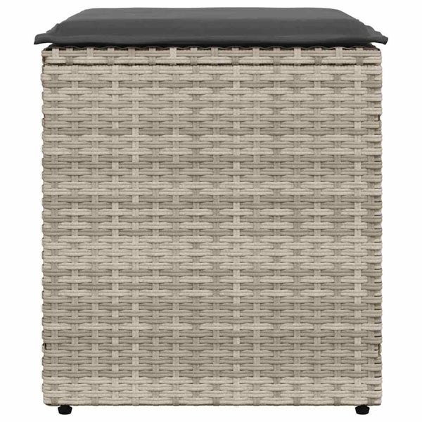 Gartenhocker mit Kissen, 2er Set, Hellgrau