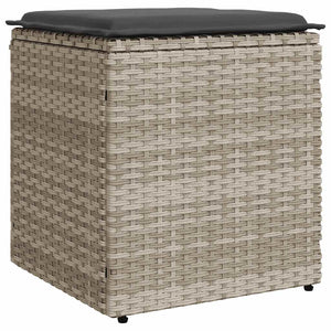 Gartenhocker mit Kissen, 2er Set, Hellgrau
