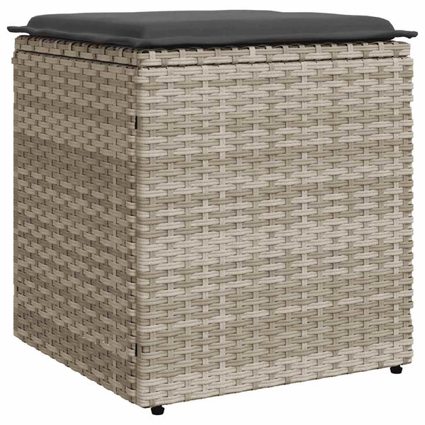 Gartenhocker mit Kissen, 2er Set, Hellgrau