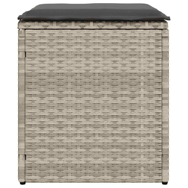 Gartenhocker mit Kissen, 2er Set, Hellgrau