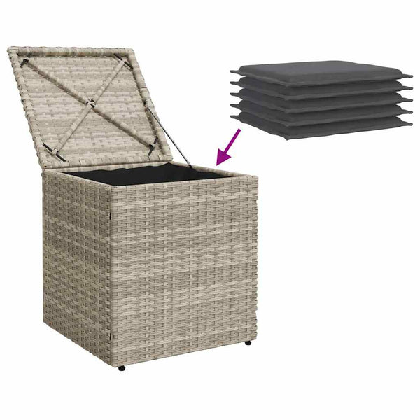 Gartenhocker mit Kissen, 2er Set, Hellgrau