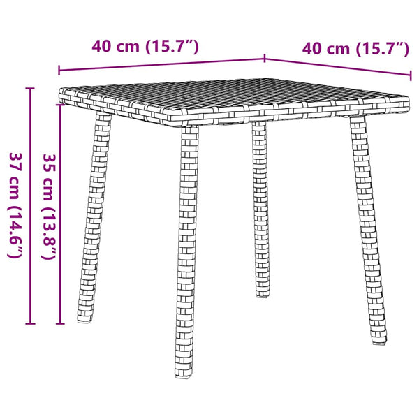Rechteckiger Garten Couchtisch Braun Rattan 40x40