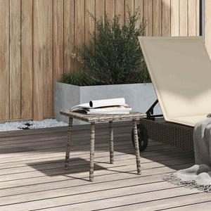 Grauer Poly Rattan Garten-Couchtisch 40x40 cm