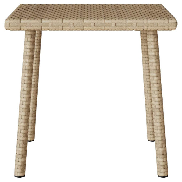 Beiger Garten Couchtisch Poly Rattan 40x40 cm