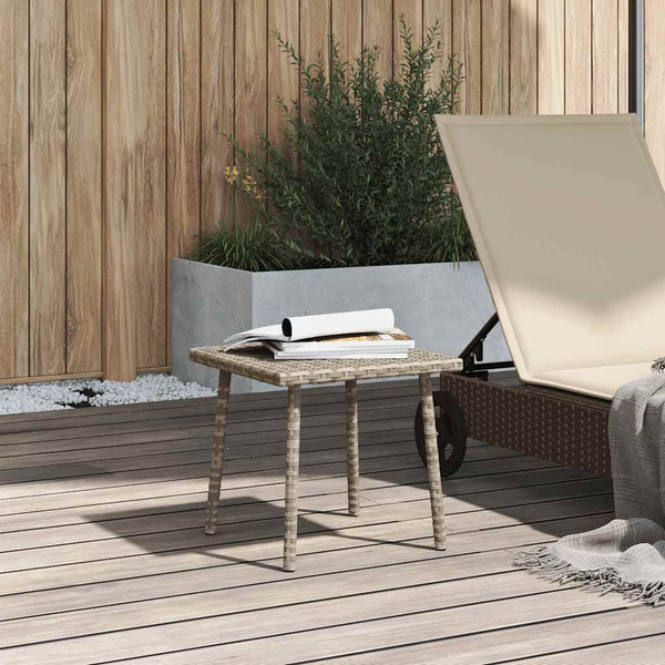 vidaXL Garden Coffee Table Rectangular Light Gray 40x40x37 cm Poly Rattan