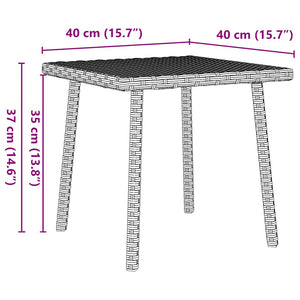 vidaXL Garden Coffee Table Rectangular Light Gray 40x40x37 cm Poly Rattan