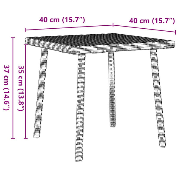 vidaXL Garden Coffee Table Rectangular Light Gray 40x40x37 cm Poly Rattan