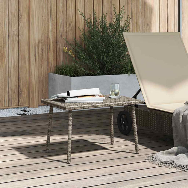 Grauer Poly Rattan Garten-Couchtisch 60x40 cm