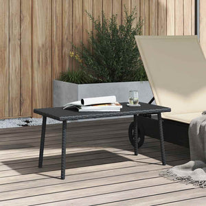 Schwarzer Garten Couchtisch Poly Rattan 80x40 cm