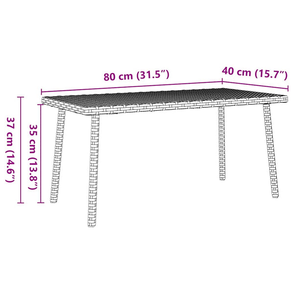 Rechteckiger Garten-Couchtisch Braun Poly Rattan