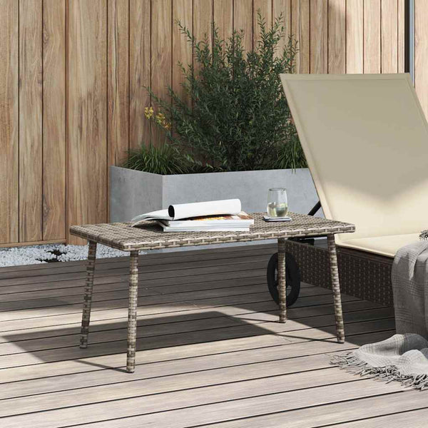 Rechteckiger Garten-Couchtisch Grau Poly Rattan