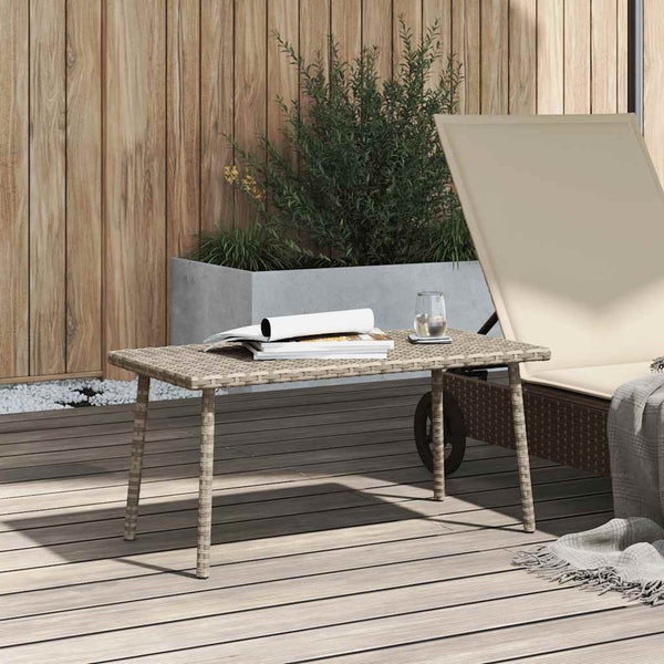 Rechteckiger Garten-Couchtisch Hellgrau Poly Rattan