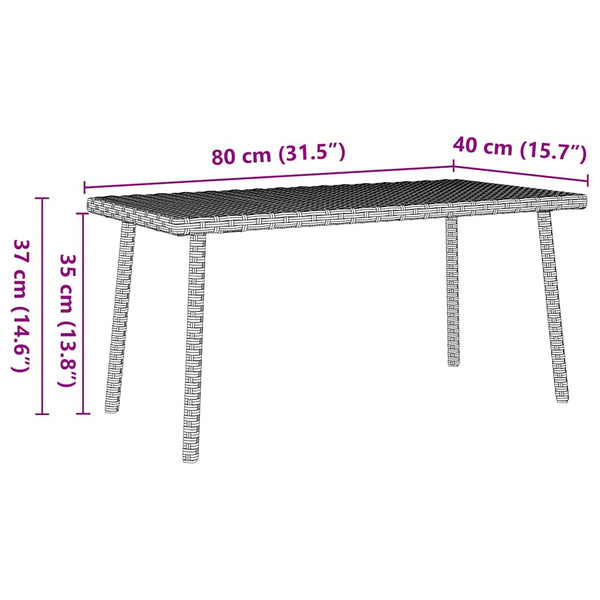 Rechteckiger Garten-Couchtisch Hellgrau Poly Rattan