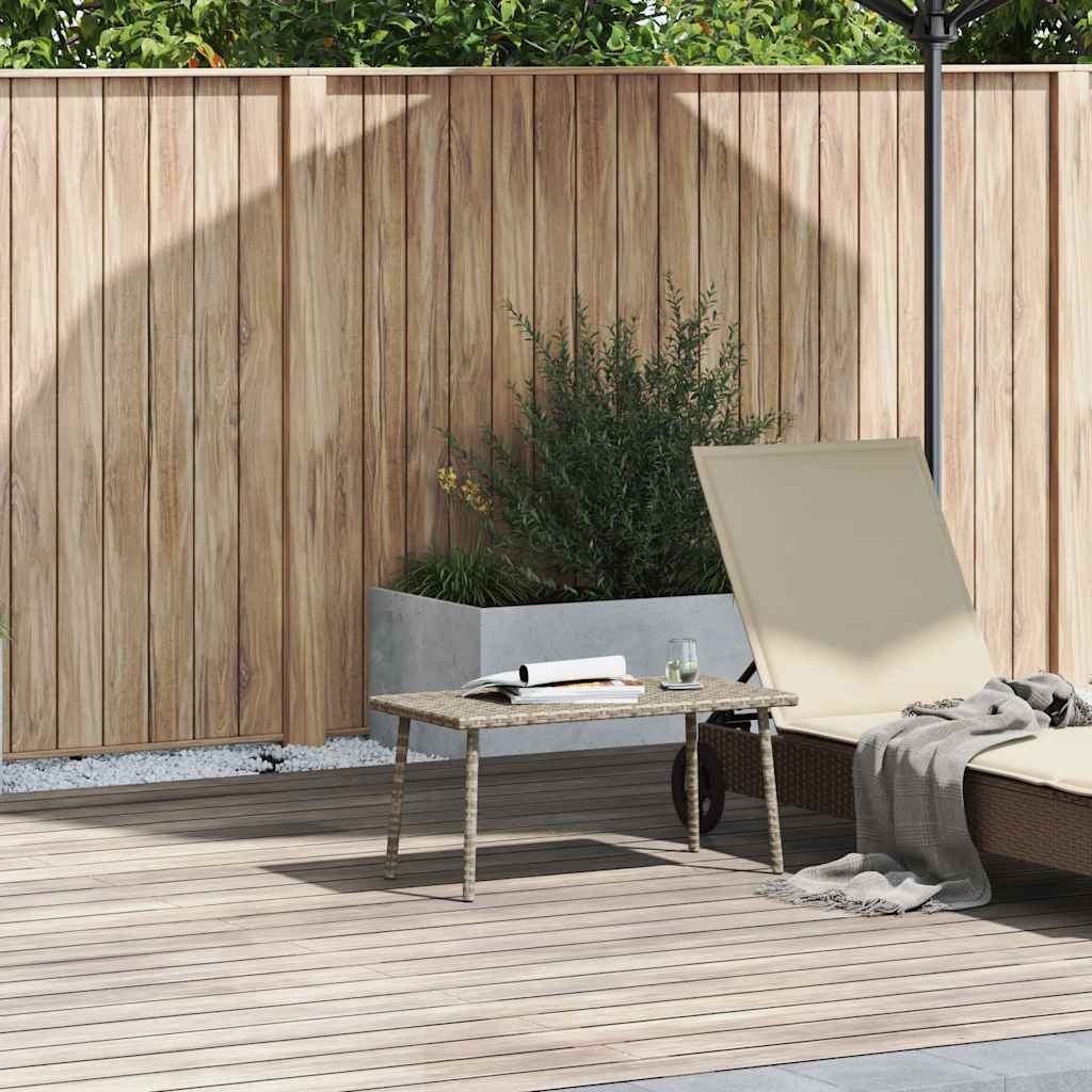 Rechteckiger Garten-Couchtisch Hellgrau Poly Rattan