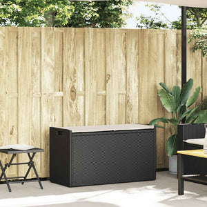 vidaXL Banc de jardin extérieur avec rangement et coussin Noir 100 cm