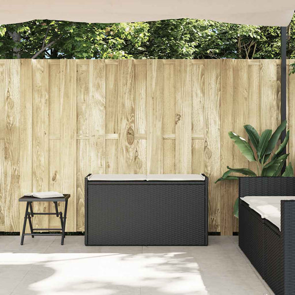 vidaXL Banc de jardin extérieur avec rangement et coussin Noir 100 cm