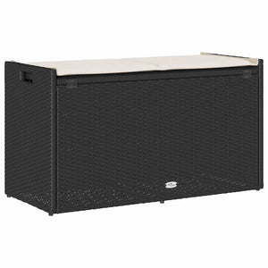 vidaXL Banc de jardin extérieur avec rangement et coussin Noir 100 cm