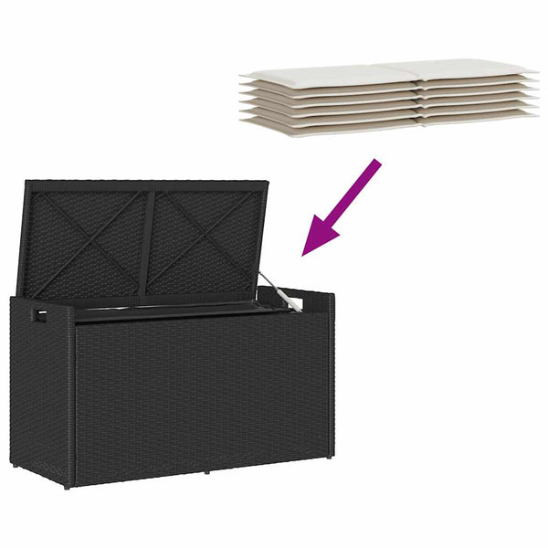 vidaXL Banc de jardin extérieur avec rangement et coussin Noir 100 cm