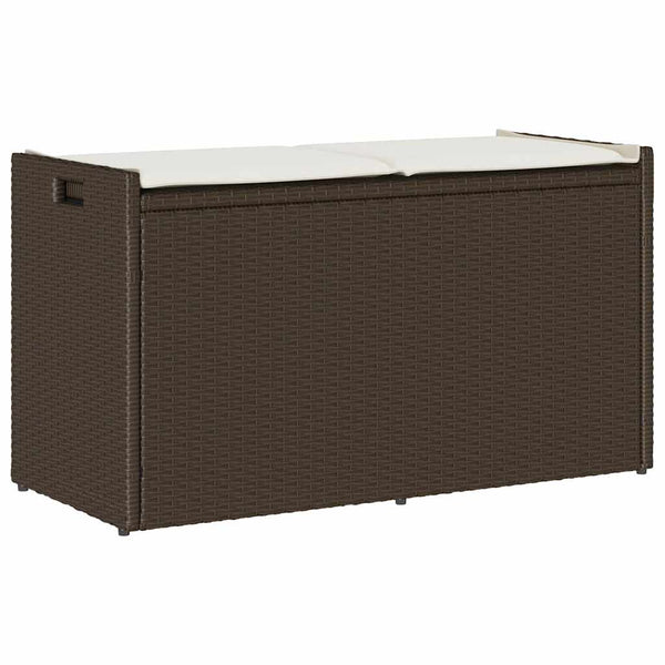 vidaXL Banc de jardin avec rangement et coussin marron 100 cm