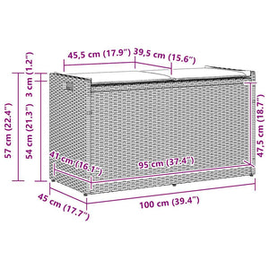 vidaXL Banc de jardin avec rangement et coussin marron 100 cm