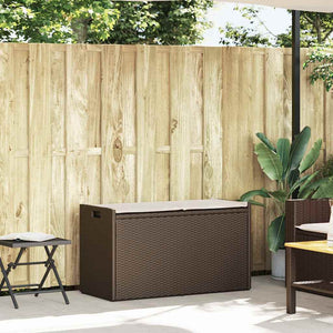 vidaXL Banc de jardin avec rangement et coussin marron 100 cm