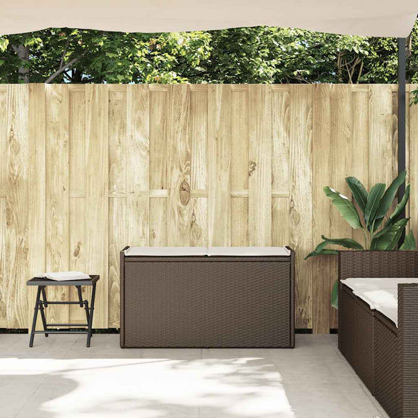 vidaXL Banc de jardin avec rangement et coussin marron 100 cm