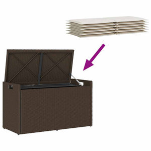 vidaXL Banc de jardin avec rangement et coussin marron 100 cm